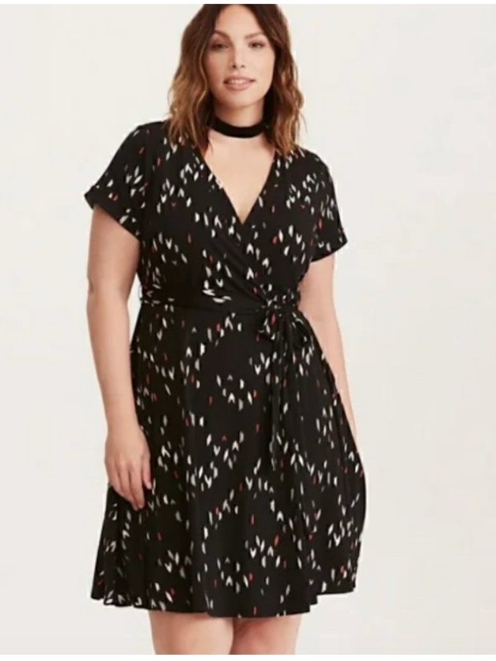 torrid Black Dress with White and Red Accent Print